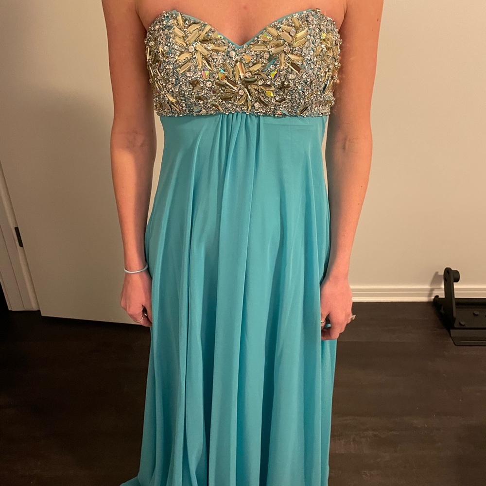 Floor Length Blue Prom Dress